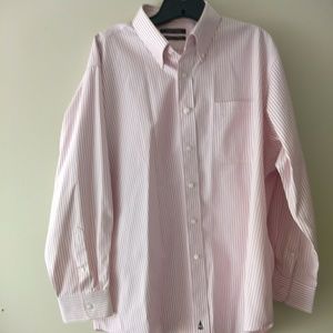 Men's pink and white striped dress shirt